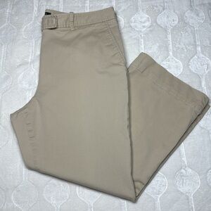 Talbots Heritage Womens Tan Classic Wide Leg High Waisted Chino Pants Size 14 P